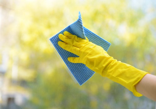 Weekly regular cleaning routine with supplies and checklist