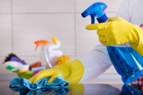 Deep cleaning in a bright kitchen space