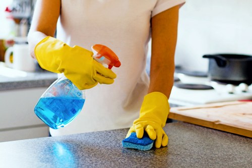 Deep cleaning in a bedroom with tidy bedding