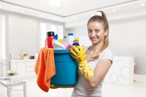 Office cleaning service maintaining a polished business environment